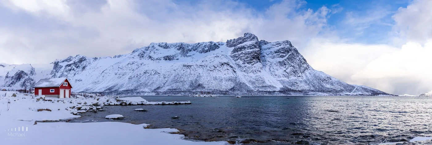 Norwegian coastline and fjords in winter