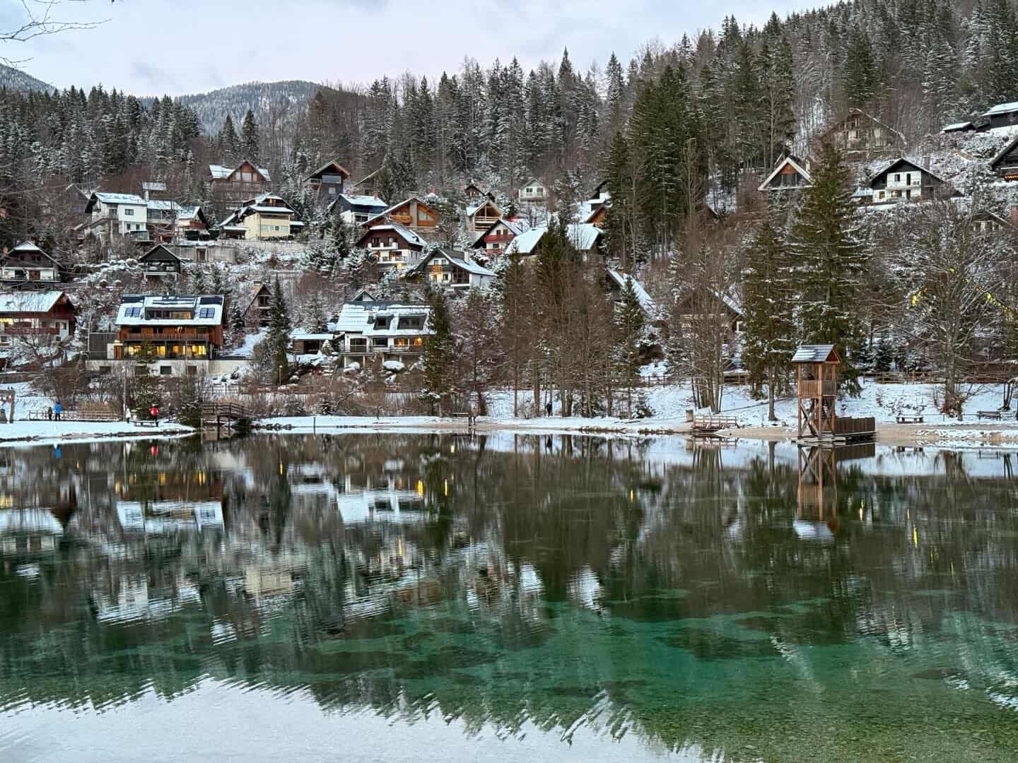 Soča valley alpine scenery in winter, Slovenia